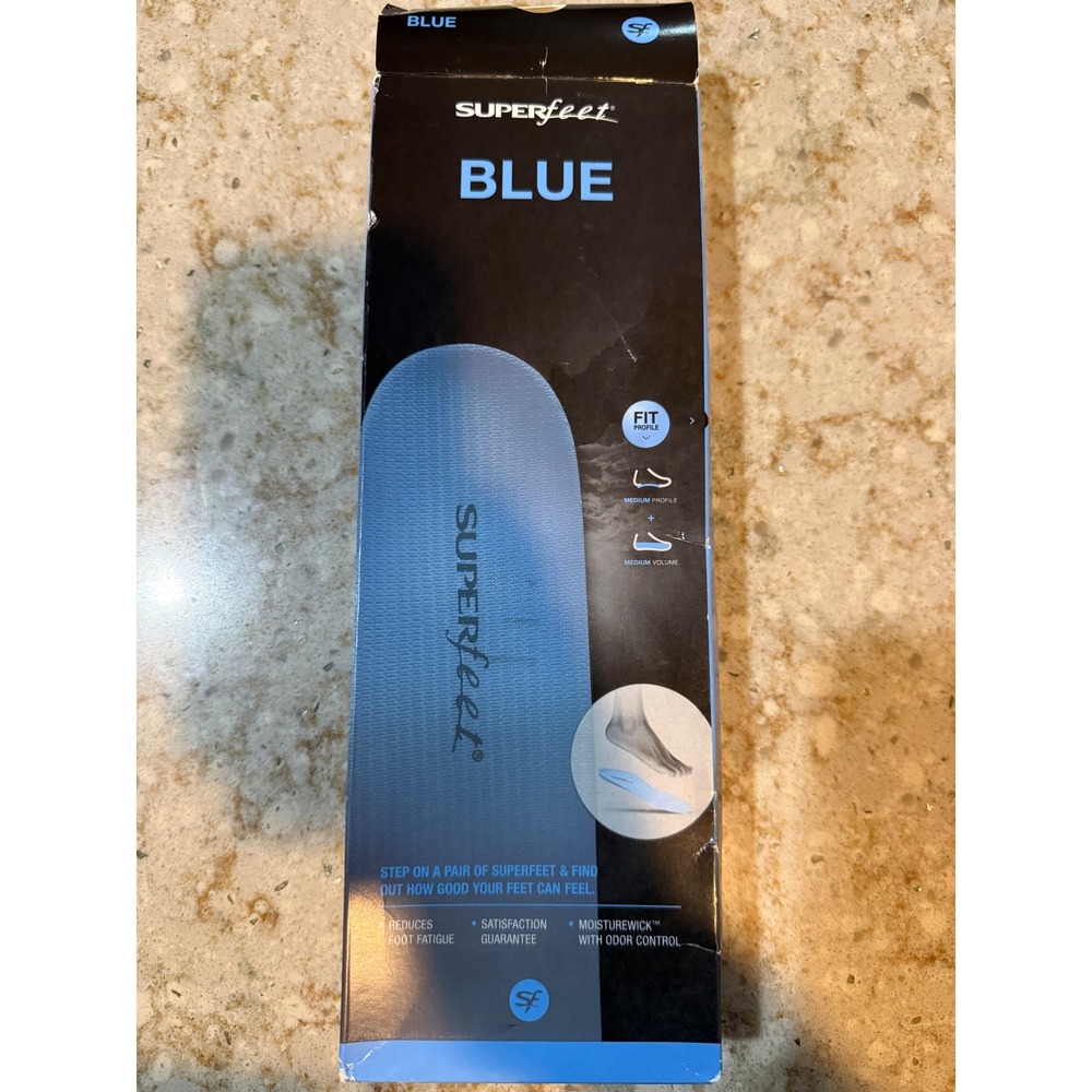 Superfeet Blue Insoles Support Size E Mens 9.5-11 Womens 10.5-12